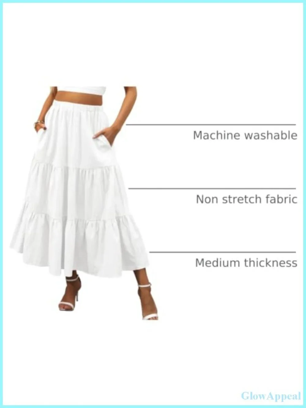 Boho Flowy Tiered A-Line Maxi Skirt Elastic Waist Pleated Beach Rayon